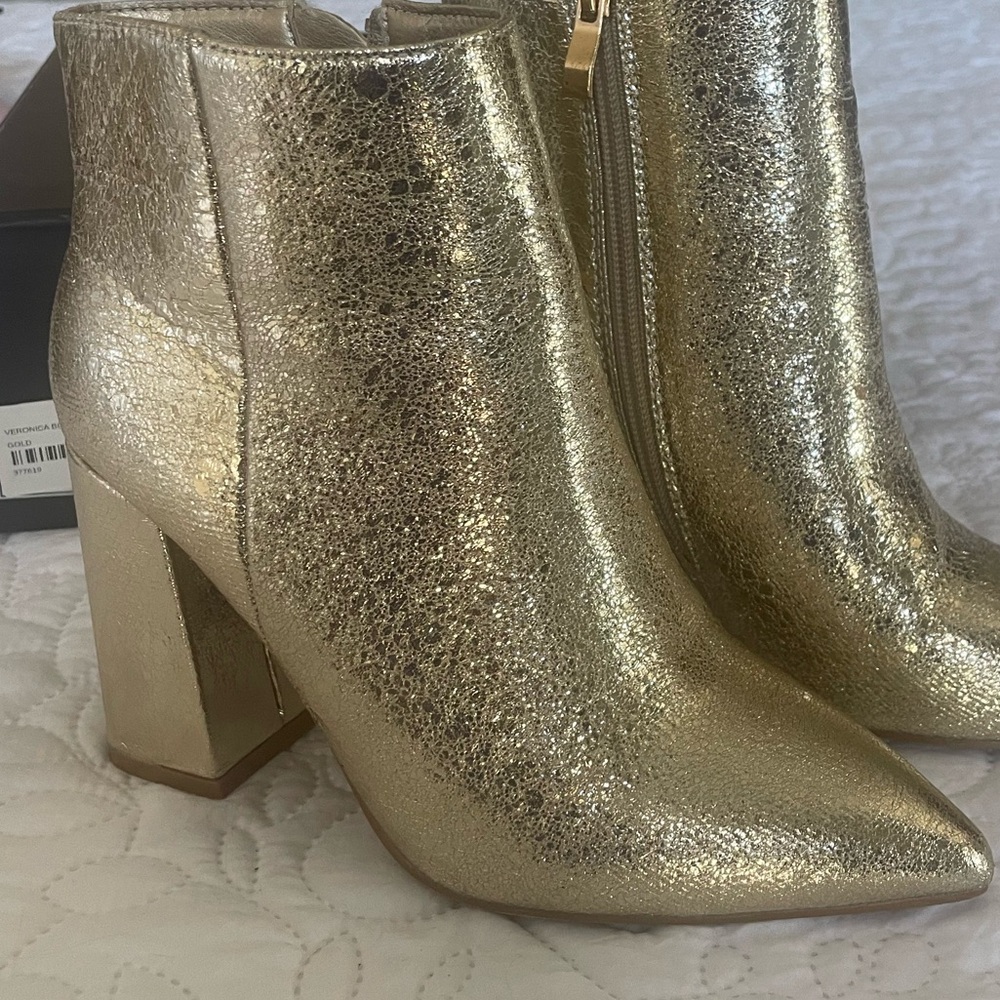 fab'rik Metallic Gold Heeled Booties